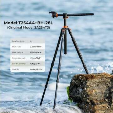 K&F Concept 74" Tripod with Detachable Monopod & Ball Head