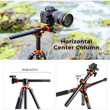 K&F Concept 74" Tripod with Detachable Monopod & Ball Head