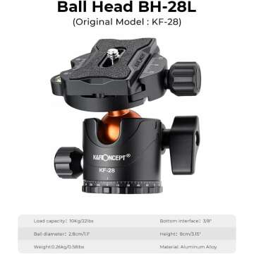 K&F Concept 74" Tripod with Detachable Monopod & Ball Head