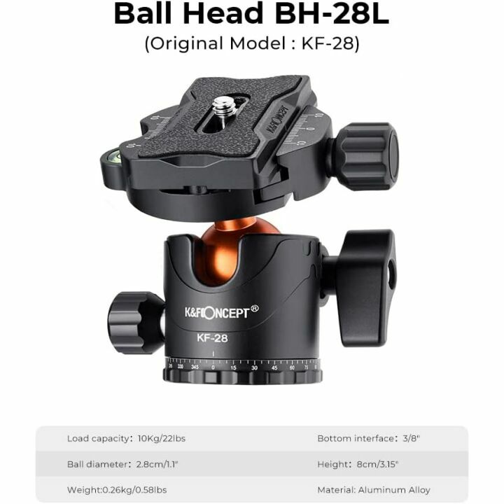 K&F Concept 74" Tripod with Detachable Monopod & Ball Head