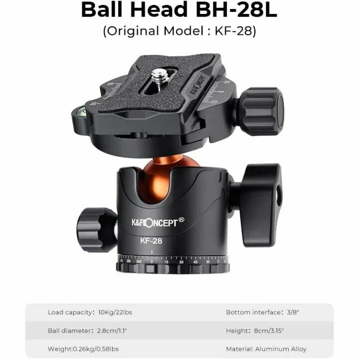 K&F Concept 74" Tripod with Detachable Monopod & Ball Head