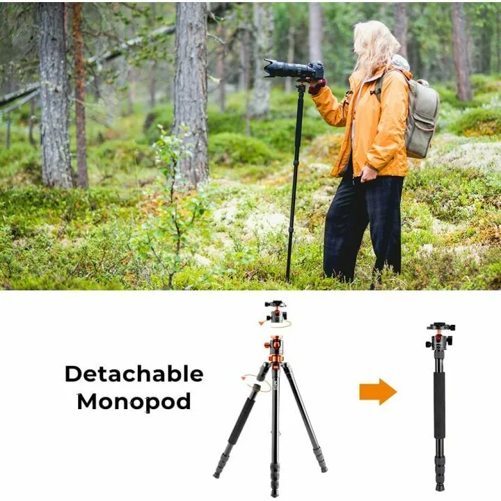 K&F Concept 74" Tripod with Detachable Monopod & Ball Head