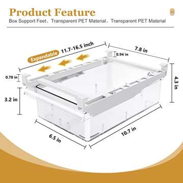 SNSLXH 2 Pack Refrigerator Drawer Organizer, Pull Out Shelf Storage Transparent Organizer for Egg, Fruit, Vegetable, Seafood, Meat, Fit All Fridge Shelves Under 0.6''