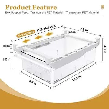 SNSLXH 2 Pack Refrigerator Drawer Organizer, Pull Out Shelf Storage Transparent Organizer for Egg, Fruit, Vegetable, Seafood, Meat, Fit All Fridge Shelves Under 0.6''