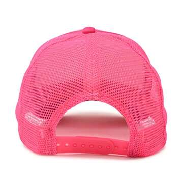 DALIX Plain Blank Trucker Hat Mesh Cap in Hot Pink