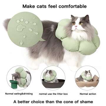 Cat Cone Collar,Cute Waterproof Cat Recovery Collar,Anti-Bite Lick Wound Healing Safety Elizabethan ...