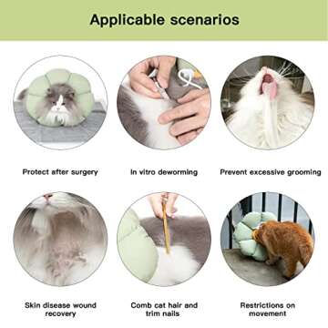 Cat Cone Collar,Cute Waterproof Cat Recovery Collar,Anti-Bite Lick Wound Healing Safety Elizabethan e Collar for Cats,Green Flower All-Season Style