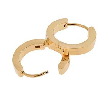 VAGA Gold Color Hoop Earings, Pair Of Cool Punk Rock Style Stainless Steel Gold Hoop Earrings Men An...