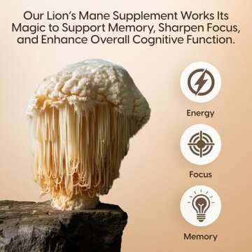 Organic Lions Mane Mushroom Supplement – Lion's Mane Mushroom Capsules with Cordyceps, & Reishi for Immunity Support – Nootropic Supplements for Brain & Cognitive Support