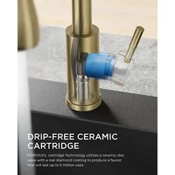 FORIOUS Gold Kitchen Faucet with Pull Down Sprayer, High Arc Single Handle Classic Stainless Steel Sink Faucet 1 or 3 Hole, Suitable for Farmhouse Camper Laundry Rv Bar