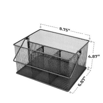 Sorbus® Utensil Caddy — Silverware, Napkin Holder, and Condiment Organizer — Multi-Purpose Steel Mesh Caddy—Ideal for Kitchen, Dining, Entertaining, Tailgating, Picnics, and much more (Black)