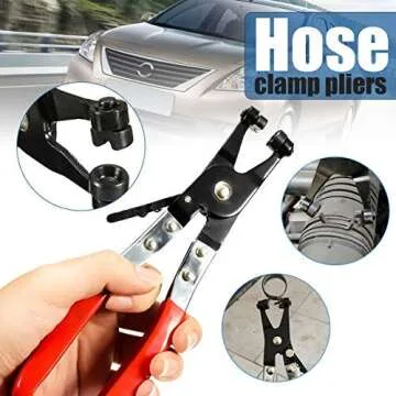 Hose Clamp Plier Auto Repair Tool Swivel Flat Band for Removal and Installation of Ring-Type or Flat-Band Hose Clamps