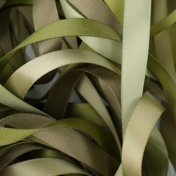 DINDOSAL Sage Green Satin Ribbon Pack - 50 Yards