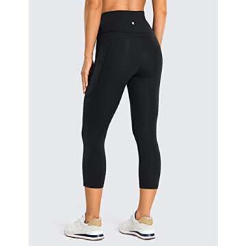 CRZ YOGA Womens Brushed Naked Feeling Workout Capri Leggings Pockets 19" - High Waisted Gym Athletic Tummy Control Yoga Pants Black Medium