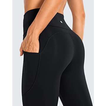CRZ YOGA Womens Brushed Naked Feeling Workout Capri Leggings Pockets 19" - High Waisted Gym Athletic Tummy Control Yoga Pants Black Medium