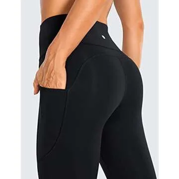 CRZ YOGA Womens Brushed Naked Feeling Workout Capri Leggings Pockets 19" - High Waisted Gym Athletic Tummy Control Yoga Pants Black Medium