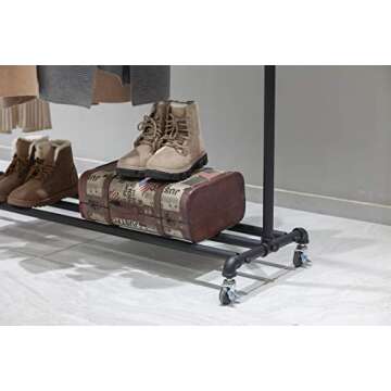 WGX Design For You Industrial Pipe Clothing Rack Garment Rack Pipeline Vintage Pipe Rack Closet Organizer Steampunk Decor a Rack (Black)