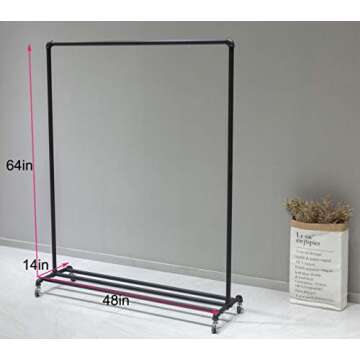 WGX Design For You Industrial Pipe Clothing Rack Garment Rack Pipeline Vintage Pipe Rack Closet Organizer Steampunk Decor a Rack (Black)