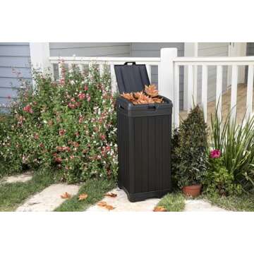 Keter 38 Gallon Outdoor Trash Can with Double Lid