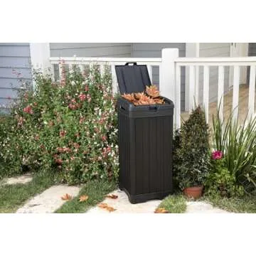 Keter 38 Gallon Outdoor Trash Can with Double Lid