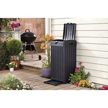 Keter 38 Gallon Outdoor Trash Can with Double Lid