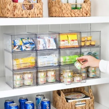 Vtopmart 8 Pack Clear Stackable Storage Drawers, 4.4'' Tall Acrylic Bathroom Makeup Organizer,Plastic Storage Bins For Vanity, Undersink, Kitchen Cabinets, Pantry, Home Organization