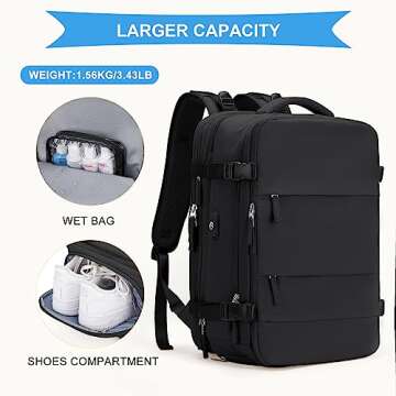 Coowoz Waterproof Expandable Travel Backpack for All