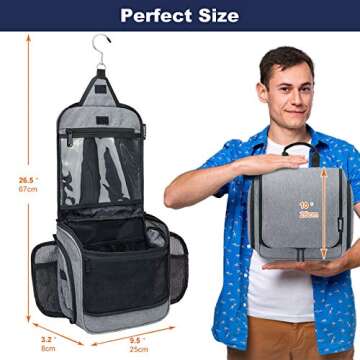 WANDF Hanging Toiletry Bag for Women Bathroom Bag with Jewellery Bag and Clear Wet Separation Compartments Water-resistant Travel Toiletry Organizer