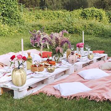 14 pcs Assorted Artificial Gold Brushed White and Pink Pumpkins Rustic Decorative Pumpkins Foam Pumpkins for Farmhouse Fall Table Centerpiece Rustic Fall Wedding Decor Baby Shower