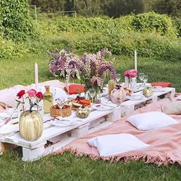 14 pcs Assorted Artificial Gold Brushed White and Pink Pumpkins Rustic Decorative Pumpkins Foam Pumpkins for Farmhouse Fall Table Centerpiece Rustic Fall Wedding Decor Baby Shower