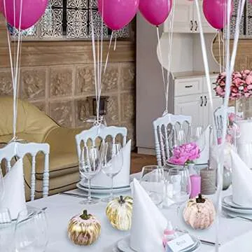 14 pcs Assorted Artificial Gold Brushed White and Pink Pumpkins Rustic Decorative Pumpkins Foam Pumpkins for Farmhouse Fall Table Centerpiece Rustic Fall Wedding Decor Baby Shower