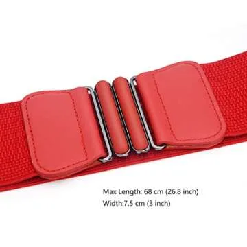 Borsgye Retro Wide Cinch Belt Womens Corset Waist Band Vintage Bandage Elasticity Girdle Wrap Gothic Elastic Waist Belt with Flat Buckle for Costume – Red
