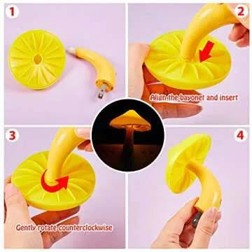 Mudder 2 Pack Mushroom Night Light Plug in Wall Mushroom NightLight LED Sensor Cute Wall Lamps for Kids Nursery Decor Gifts(Lovely Style,Yellow)