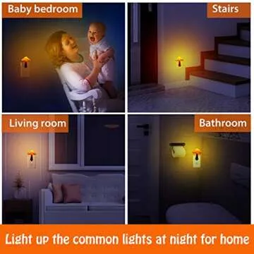 Mudder 2 Pack Mushroom Night Light Plug in Wall Mushroom NightLight LED Sensor Cute Wall Lamps for Kids Nursery Decor Gifts(Lovely Style,Yellow)