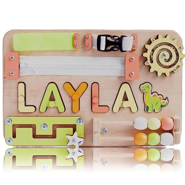 Name Puzzle Busy Board Custom Personalized Baby Gift Wooden Montessori Toys Learning Sensory Board T...
