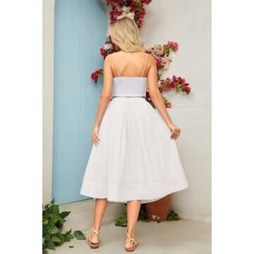 Ythomm Women's Summer Pleated Long Skirt with Pockets