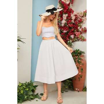 Ythomm Women's Summer Pleated Long Skirt with Pockets