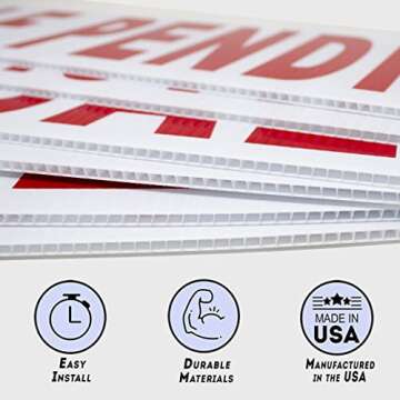 6 Pack Bundle of Real Estate Rider Signs 6x24" - FOR SALE, OPEN HOUSE, SOLD, COMING SOON, SALE PENDING, NEW LISTING - Double-Sided, Waterproof Corrugated Plastic, Made in America (Red Letters)
