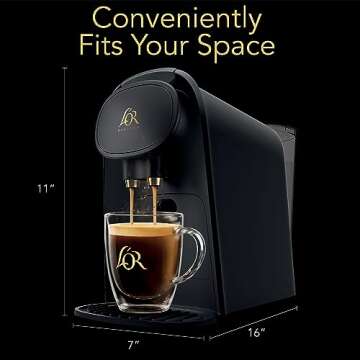 L'OR Barista System Coffee and Espresso Machine Combo with Frother, Matte Black