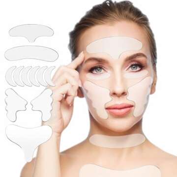 YIshiQI Anti Wrinkle Patches for Face Overnight Neck Wrinkle Patches Reusable Chest Wrinkle Pads - 11 pcs Smile Lines Patches Silicone face patches for Skin Lines Prevention while Sleeping