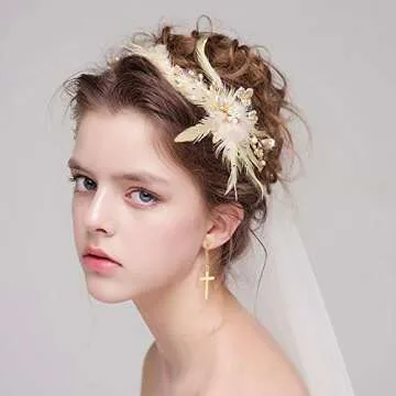 NEWITIN 15 Pairs Stainless Steel Stud Earrings for Men Hypoallergenic Earrings Cross Earrings Unisex Earrings Hoop Earrings Hinged Cross Dangle Earrings for Women Men