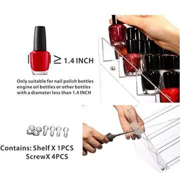 Cq acrylic Nail Polish Holder Organizer 5 layers 72 Bottles Clear Acrylic Nail Polish Tray Fingernail Polish Display Case Essential Oils Holder Sunglasses Eyewear Organizer Storage