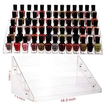 Cq acrylic Nail Polish Holder Organizer 5 layers 72 Bottles Clear Acrylic Nail Polish Tray Fingernail Polish Display Case Essential Oils Holder Sunglasses Eyewear Organizer Storage