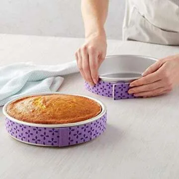 Mity rain 4-Piece Cake Pan Dampen Strips, Super Absorbent Thick Cotton Strips for Baking, Cake Leveler and Baking Supplies
