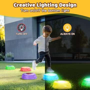 AIGIMU Vibrant Stepping Stones Play Set for Kids, 8 Colorful Lighting Stones with Non-slip Features ...