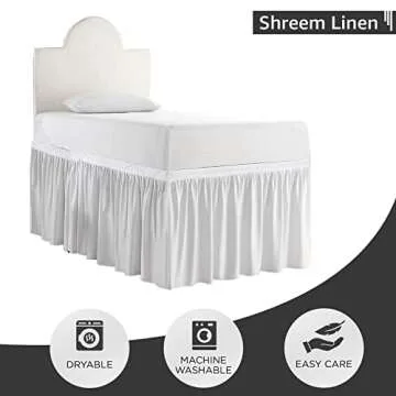 Dorm Room Bed Skirt - Ruffled Sized College Long Extra Bedskirts 32-Inch Tailored Drop 100% Microfiber Skirts (White, Twin-XL/32 Drop)