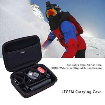 LTGEM Action Camera Case Compatible with GoPro Hero 13/12 / 11/10 / 9/8 / 7/2018 / 6/5 / Go Pro MAX Blcak / 4 Silvery Action Camera, Accessories Carrying Storage Bag (Moveable Dividers)