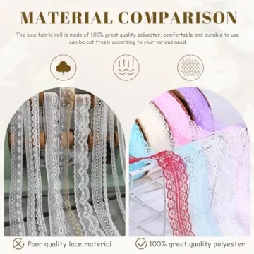 Lace Trim Ribbon 50 Yards Elegant Vintage Pattern for Crafts