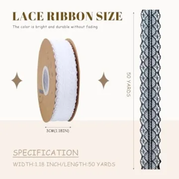 Lace Trim Ribbon 50 Yards Elegant Vintage Pattern for Crafts