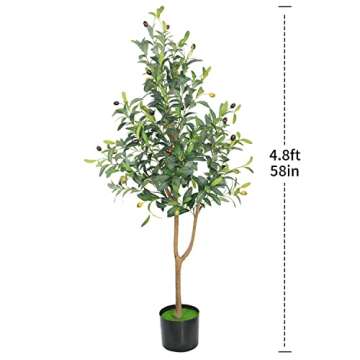 Alphlower Potted 4.1ft Artificial Olive Tree with Bendable, Adjustable Branches - Decorative Fake Gr...